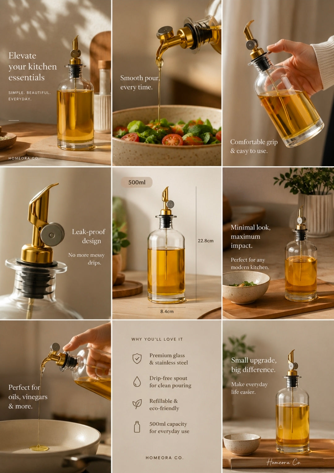 Premium Glass Oil Dispenser (500ml)